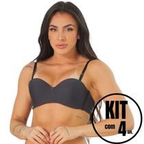 Kit 4 Sutiãs sem alça Sem Alça Com Bojo Push Up Reforçado Sustentação