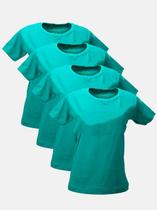 Kit - 4 T-Shirts Básicas Verde Jade