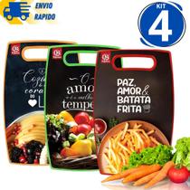 Kit 4 Tábua de Corte Estampada Para Cortar Alimentos Carnes Legumes Verduras MDF PVC