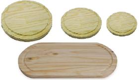 Kit 4 Tabua De Pizza, Carne E Petisco 3 Redonda 1 Oval Madeira Pinus