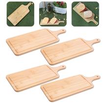 Kit 4 Tábuas Bandejas De Bambu Retangular De Servir Mesa Posta Aperitivos Lyor