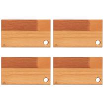 Kit 4 Tábuas para Servir Hambúrguer 27x15cm de Madeira Eucalipto Petiscos Entradas Zanline