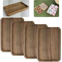 Kit 4 Tábuas Retângular Madeira Acacia Rústico 19cm Servir Aperitivos Frios Kit 4 Tábuas Retângular Madeira Acacia Rústico 19cm Servir Aperitivos Frios