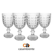 Kit 4 Taça Vidro Transparente Galaxy Diamond Água Suco 340ml