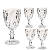 Kit 4 Taças 340ml Diamante Vidro Água Vinho