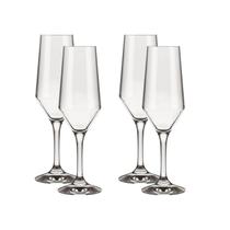 Kit 4 Taças Champagne Cristal Buffet Vidro Liso 186 ml Nadir