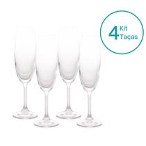 Kit 4 Taças de Champanhe Espumante Cristal Ecológico 220ml Lyor