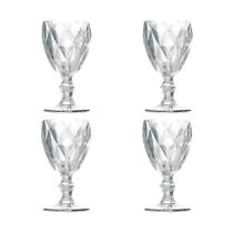 Kit 4 Taças De Vidro Para água Diamante Transparente Emcasatem 340ml Kit 4 Taças De Vidro Para água Diamante Transparente Emcasatem 340ml