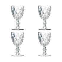 Kit 4 Taças de Vidro para Água Diamante Transparente EmCasaTem 340ml Kit 4 Taças de Vidro para Água Diamante Transparente EmCasaTem 340ml