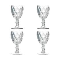 Kit 4 Taças de Vidro para Água Diamante Transparente EmCasaTem 340ml Kit 4 Taças de Vidro para Água Diamante Transparente EmCasaTem 340ml