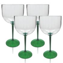 Kit 4 Taças Gin KrystalON - Transparente Com Haste Verde