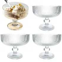 Kit 4 Taças para Sobremesa Vidro Reforçado 300ml Design Sofisticado Ideal para Frutas Sorvetes Delícias Decoração Cozinha Copo Utensílio Kit 4 Taças para Sobremesa Vidro Reforçado 300ml Design Sofisticado Ideal para Frutas Sorvetes Delícias Decoração Cozinha Copo Utensílio