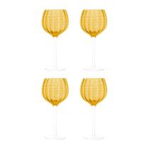 Kit 4 Taças para Vinho de Vidro Orquídea Âmbar 450ml Wolff Kit 4 Taças para Vinho de Vidro Orquídea Âmbar 450ml Wolff