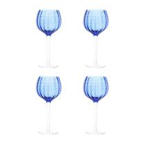 Kit 4 Taças para Vinho de Vidro Orquídea Azul 450ml Wolff
