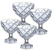 Kit 4 Taças Sobremesas De Vidro Sorvete Pineapple Diamond Diamante 170ml