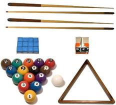 Kit 4 Taco 1 Dz Giz Azul E Branco Bola Nª Triangulo Sinuca Kit 4 Taco 1 Dz Giz Azul E Branco Bola Nª Triangulo Sinuca