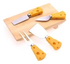 Kit 4 Talheres Facas Para Queijo Com Cabo Em Forma De Queijo