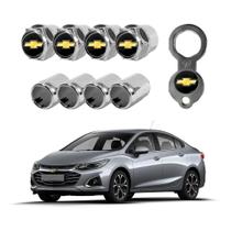 Kit 4 Tampa Bico Válvula Antifurto Gm Chevrolet Capa Cromado