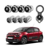 Kit 4 Tampa Bico Válvula Antifurto Pneu Citroen Capa Cromado