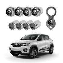 Kit 4 Tampa Bico Válvula Antifurto Pneu Renault Capa Cromado