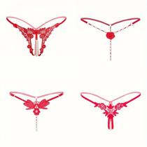 KIT 4 Tangas Florais com Pérolas Lingerie Sexy ElaShopp KIT 4 Tangas Florais com Pérolas Lingerie Sexy ElaShopp