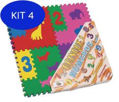 Kit 4 Tapete Brinque Numeros Texturizado 12 Peças - Mingone