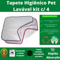 Kit 4 tapete higiênico pet lavável reutilizável 40x33cm PP