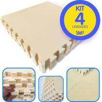 Kit 4 Tapete Infantil EVA Estilo Piso Tatame 50x50cm 20mm Grosso Emborrachado Crianças Bebes Academia Exercícios c/ Encaixe + Bordas Acabamento