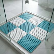 Kit 4 Tapete Piso Estrado Antiderrapante 30x30cm Box Banheiro Piscina Modular Drenante Chuveiro Área Molhada Encaixe