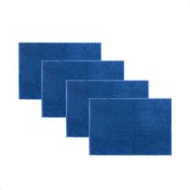 Kit 4 Tapetes de Banheiro Antiderrapante Bolinha Microfibra Macio Azul 40x60cm