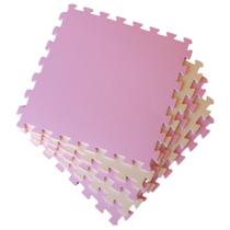 Kit 4 Tatame Tapete EVA Rosa Claro e Creme 50x50x1cm 10mm