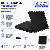 Kit 4 Tatames Tapetes Eva 100x100x1cm 1x1 Metro 10mm Preto Linha PREMIUM Kit 4 Tatames Tapetes Eva 100x100x1cm 1x1 Metro 10mm Preto Linha PREMIUM