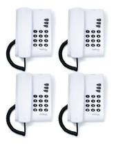 Kit 4 Telefones C/ Fio Mesa Ou Parede Pleno Branco Intelbras