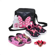 Kit 4 Tênis Meia Infantil Com Sandália Lancheira Minnie Lançamento