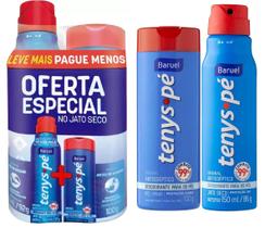 Kit 4 Tenys Pé Desodorante Sapato Jato Seco 150ml Talco 100g