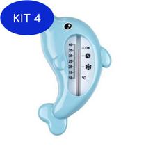 Kit 4 Termômetro Para Banheira Golfinho Azul Kababy
