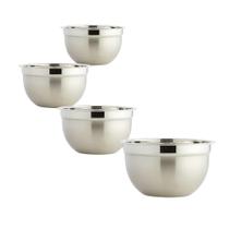 Kit 4 Tigela Bowl Aço Inox 18, 22, 26 e 28 cm Profissional Fundo Multiuso KeHome