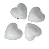 kit 4 Tigela Bowl Petisqueira de Coração em Porcelana Branca 8,5 cm Pequenas - mesa posta - Hauskraft