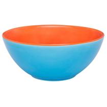 Kit 4 Tigelas Bowl Bicolor Azul e Laranja Oxford Cerâmica 600Ml