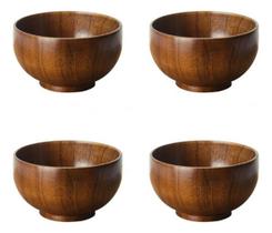 Kit 4 Tigelas Bowl Em Bambu Natural Multiuso P/ Servir 10cm