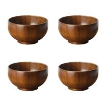 Kit 4 Tigelas Bowl Em Bambu Natural Multiuso P/ Servir 12cm