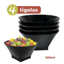 Kit 4 Tigelas Cumbuca 500ml Tigela Para Sobremesa Caldo Petiscos e Saladas