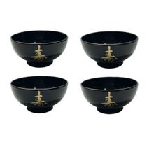 Kit 4 Tigelas Cumbuca Bowl Para Poke Sopa Lamen Missoshiro Preto