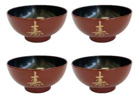 Kit 4 Tigelas Cumbuca Bowl Para Poke Sopa Lamen Missoshiro Vermelho