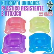 Kit 4 Tigelas Plásticas Pet 22cm Resistente e Atóxico