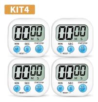 Kit 4 Timer Cozinha Temporizador Imã Geladeira Gr Branco