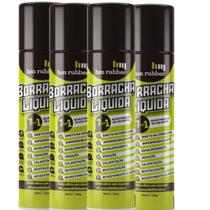 Kit 4 Tinta Borracha Líquida Preto Impermeabilizante 400ml Hm Rubber Spray