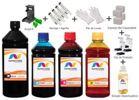 Kit 4 Tinta Para HP 2646 662 1 Litro Black e 500ml Color Linha Platinum