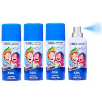 Kit 4 Tintas Azul de Cabelo Temporária Spray lavável Cabelo Maluco Festas Carnaval Kit 4 Tintas Azul de Cabelo Temporária Spray lavável Cabelo Maluco Festas Carnaval