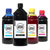 Kit 4 Tintas Bulk Ink L310 Black 1 Litro Coloridas 500ml Corante Aton